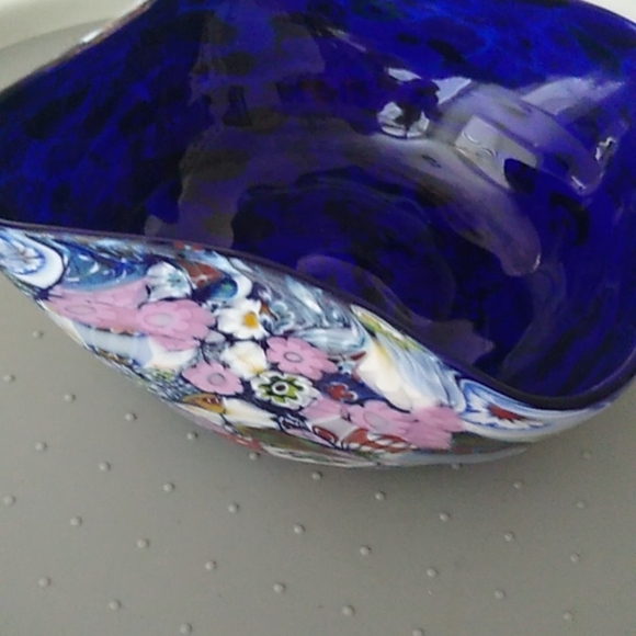 Murano Millefiori Fazzoletto Decorative Bowl Blue Cobalt - Picture 3 of 7